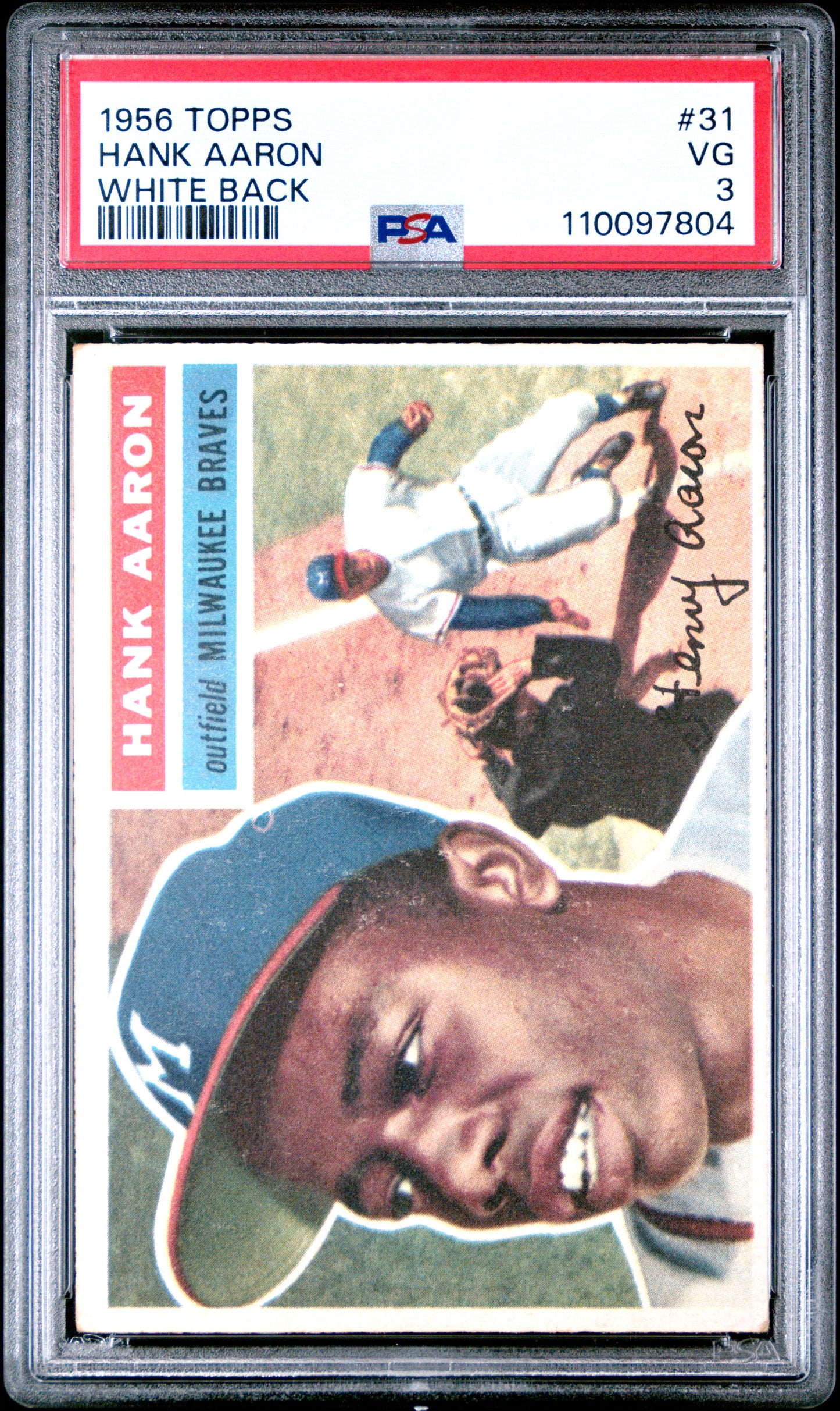 1956 Topps White Back #31 Hank Aaron PSA 3