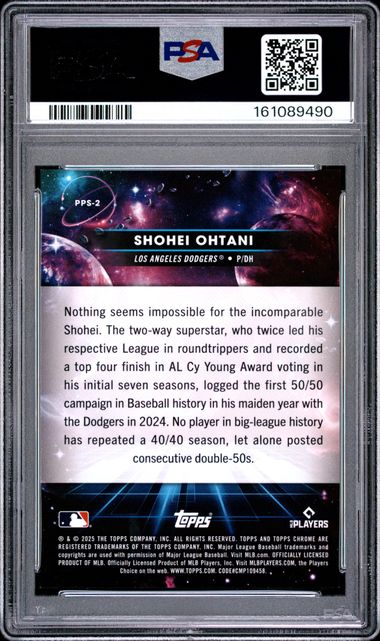 2025 Topps Cosmic Chrome Planetary Pursuit Sun #2 Shohei Ohtani PSA 9 - Back