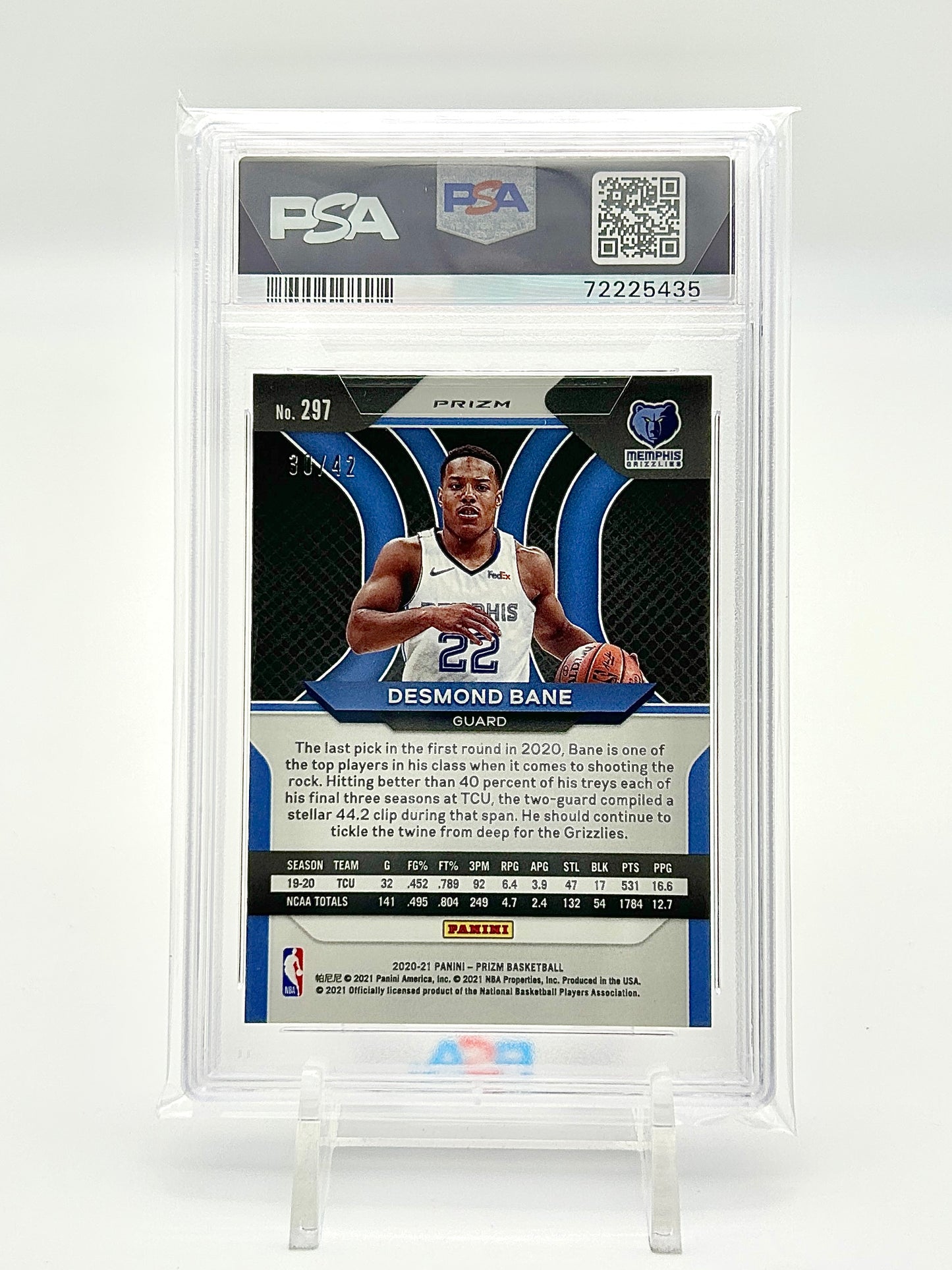 2020 Panini Prizm Pink Pulsar 30/42: #297 Desmond Bane (PSA 9)