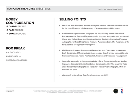 2024-25 Panini National Treasures Basketball Hobby Box
