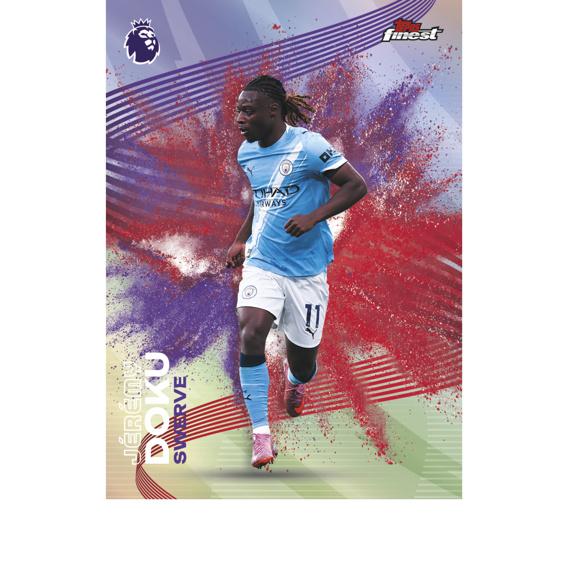 2026 Topps Finest Premiere League Soccer Swerve Jeremy Doku