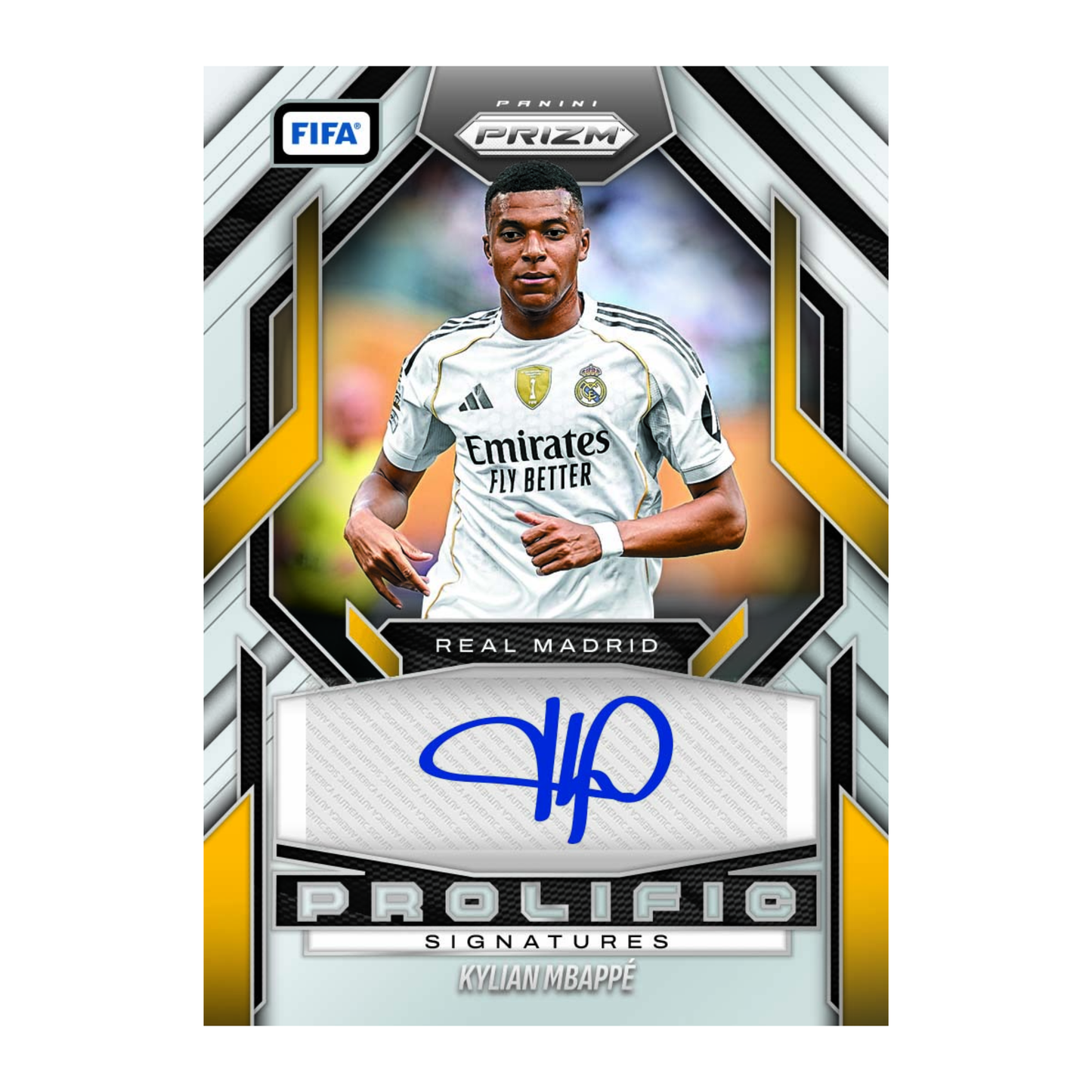 2025-26 Panini Prizm FIFA Soccer Kylian Mbappe autograph card