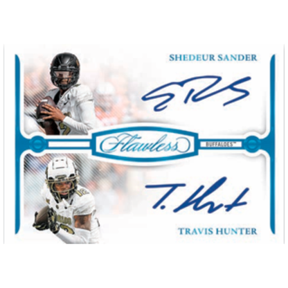 2025 Panini National Treasures Collegiate Football Flawless Dual Autos Shedeur Sander and Travis Hunter