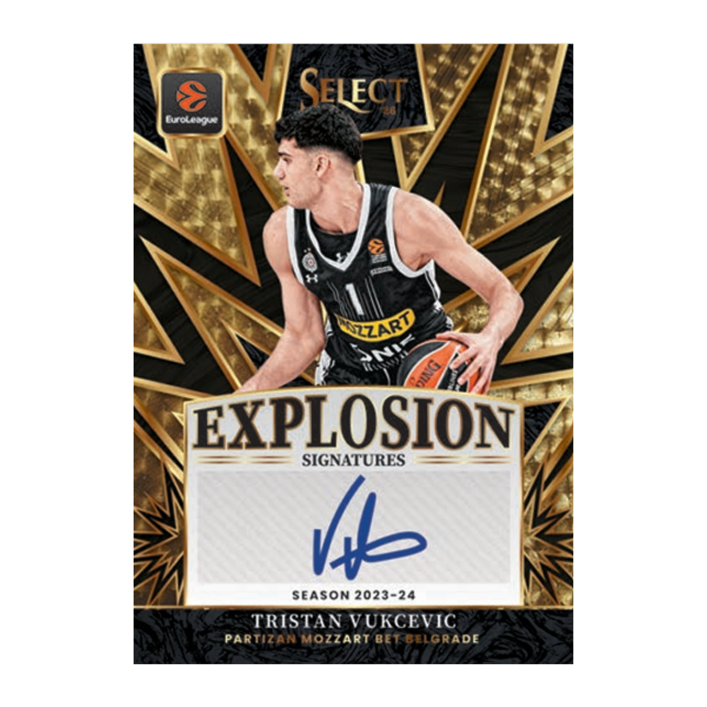 2025-26 Panini Select EuroLeague Basketball Exlosion Signatures Tristan Vukcevic