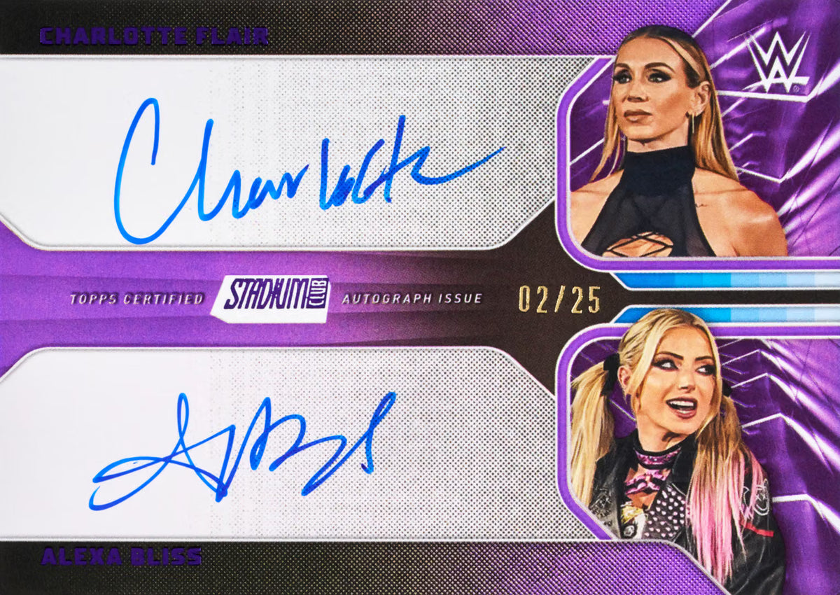 2026 Topps Stadium Club WWE Dual Autographs - Charlotte Flair & Alexa Bliss