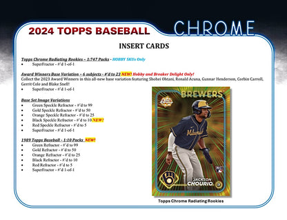 2024 Topps Chrome Baseball Hobby Box