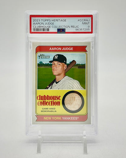 2023 Topps Heritage Clubhouse Collection Relic: #CCR-AJ Aaron Judge (PSA 9)