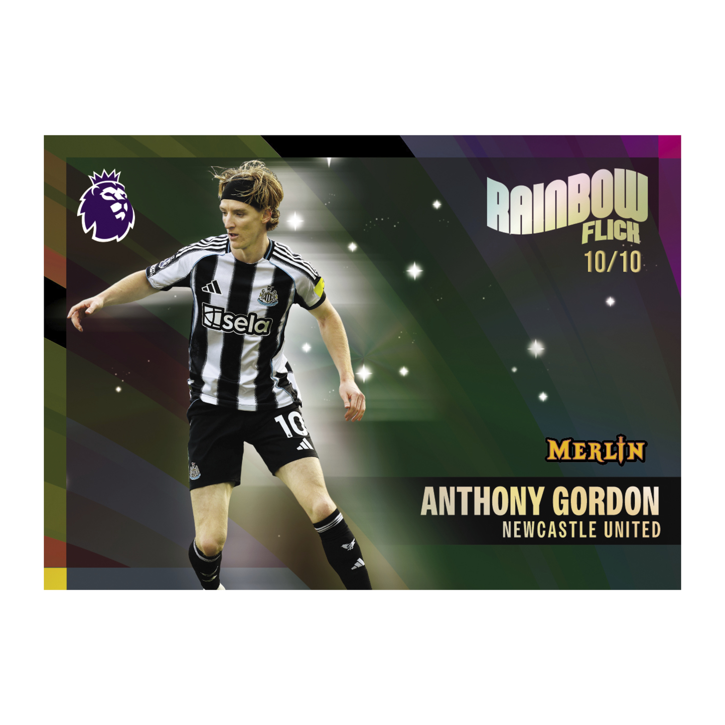 2026 Topps Merlin Premier League Soccer Rainbow Flick Anthony Gordon