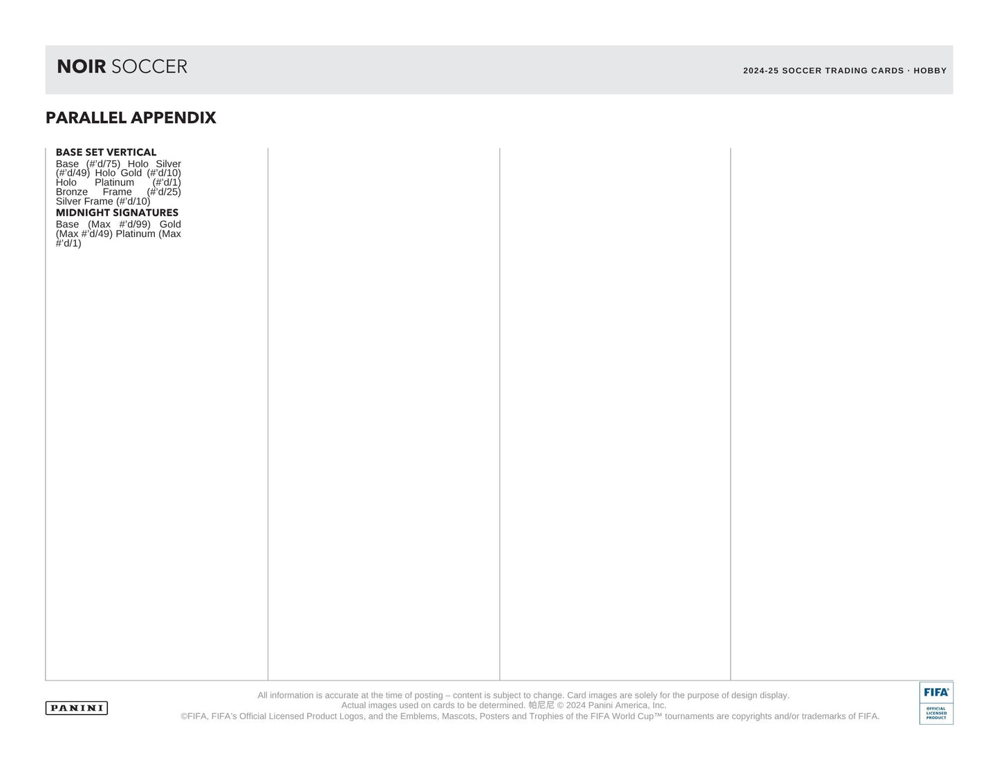 2024-25 Panini Noir FIFA Soccer Hobby Box