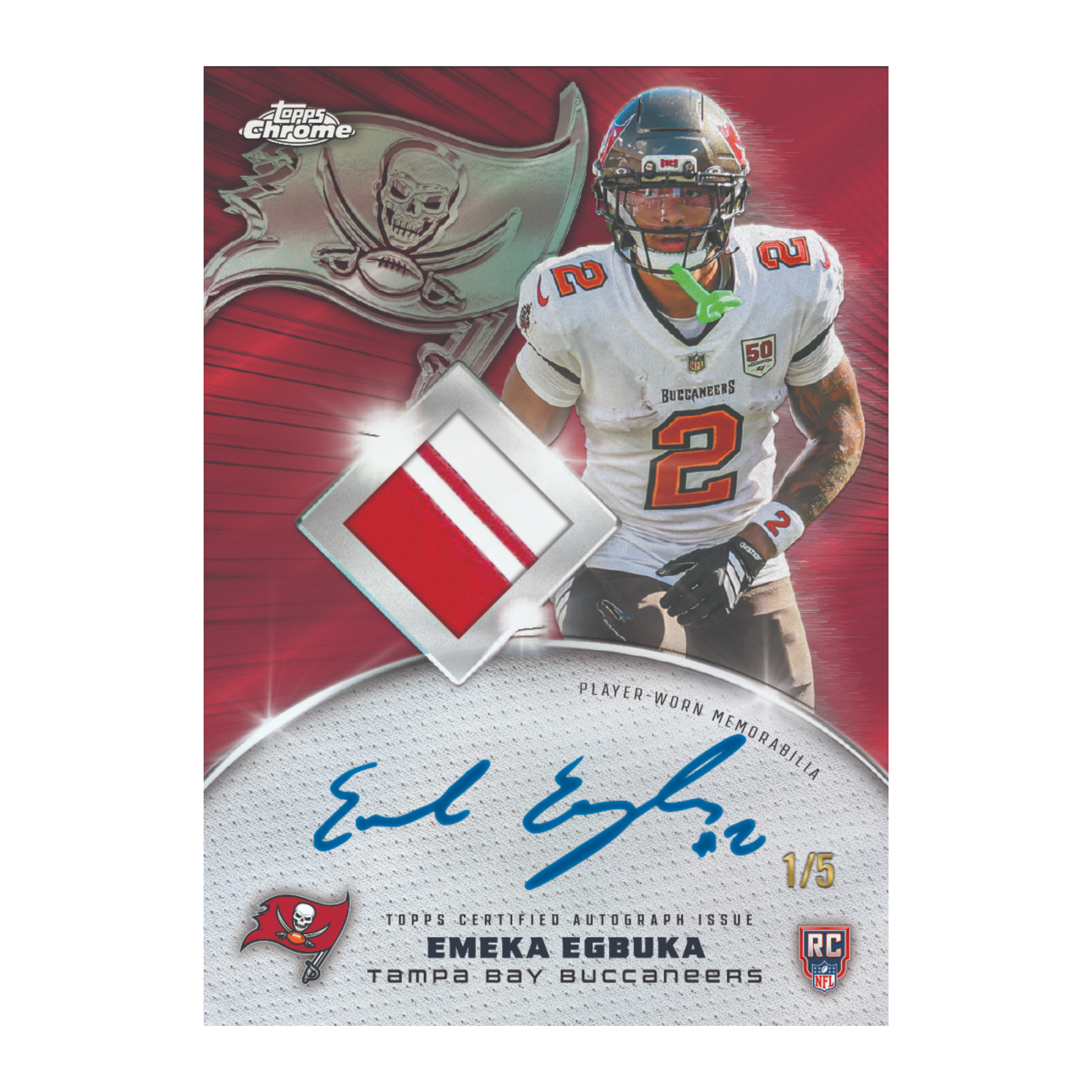 2025 Topps Chrome Football Rookie Patch Auto Emeka Egbuka