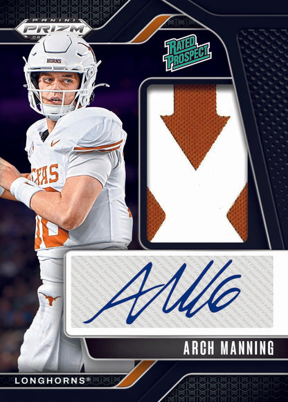 2025 Panini Prizm Draft Picks Collegiate Football Rated Prospect Patch Auto Arch Manning