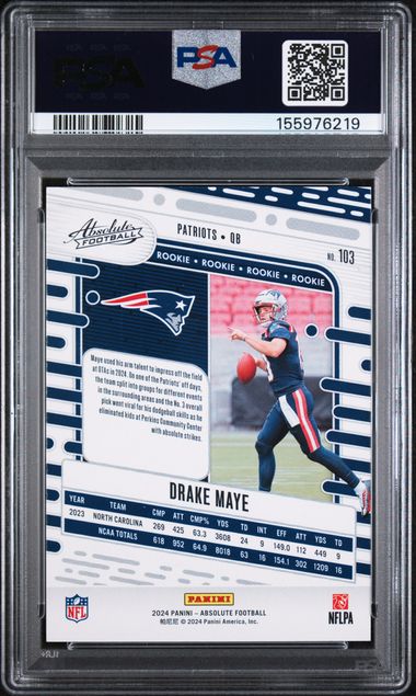 2024 Panini Absolute Red and Blue #103 Drake Maye PSA 10 - Back