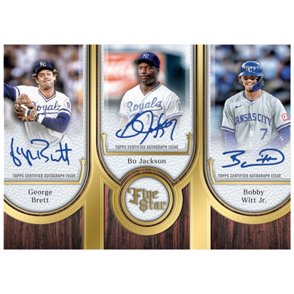 2025 Topps Five Star Baseball Triple Autographs George Brett, Bo Jackson, and Bobby Witt Jr.