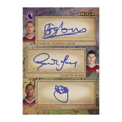 2026 Topps Merlin Premier League Soccer Spellbinding Trios Gabriel Agbonlahor, Gareth Barry, and Ashley Young