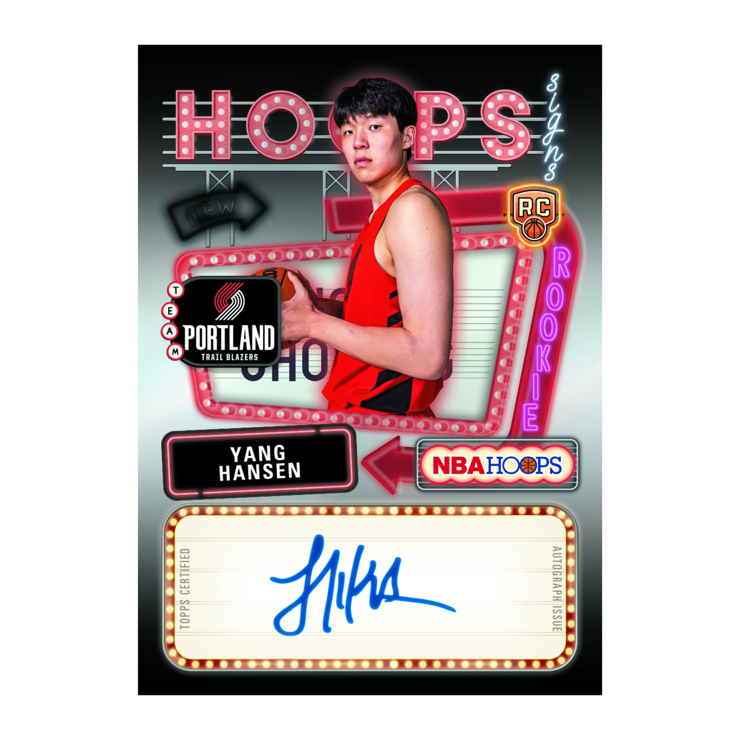 2025-26 Topps NBA Hoops Basketball Hoops Rookies First Signs Yang Hansen