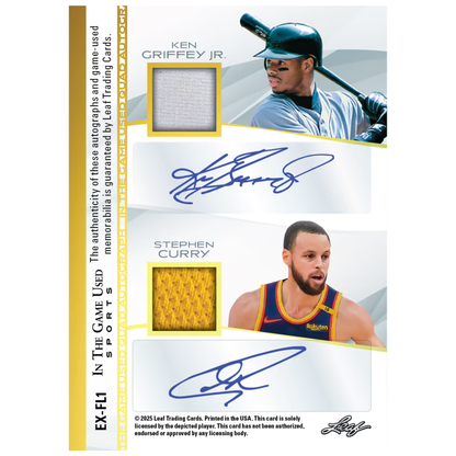 2025 Leaf In The Game Used Sports Dual Auto Ken Griffey Jr. & Stephen Curry