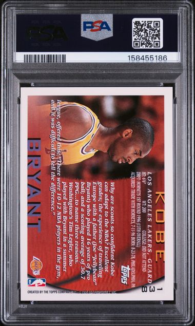 1996 Topps #138 Kobe Bryant PSA 9 - Back