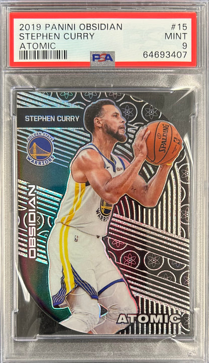 2019 Panini Obsidian Atomic /99 #15 Stephen Curry PSA 9