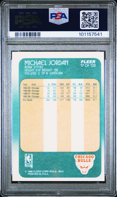 1988 Fleer #17 Michael Jordan PSA 9 - Back