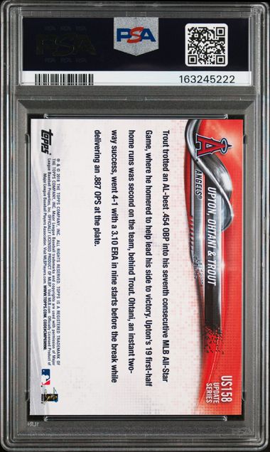 2018 Topps Update #US158 Justin Upton/Mike Trout/Shohei Ohtani PSA 10 - Back