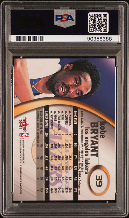 2000 Fleer E-X #39 Kobe Bryant PSA 9 Lakers Card - Back