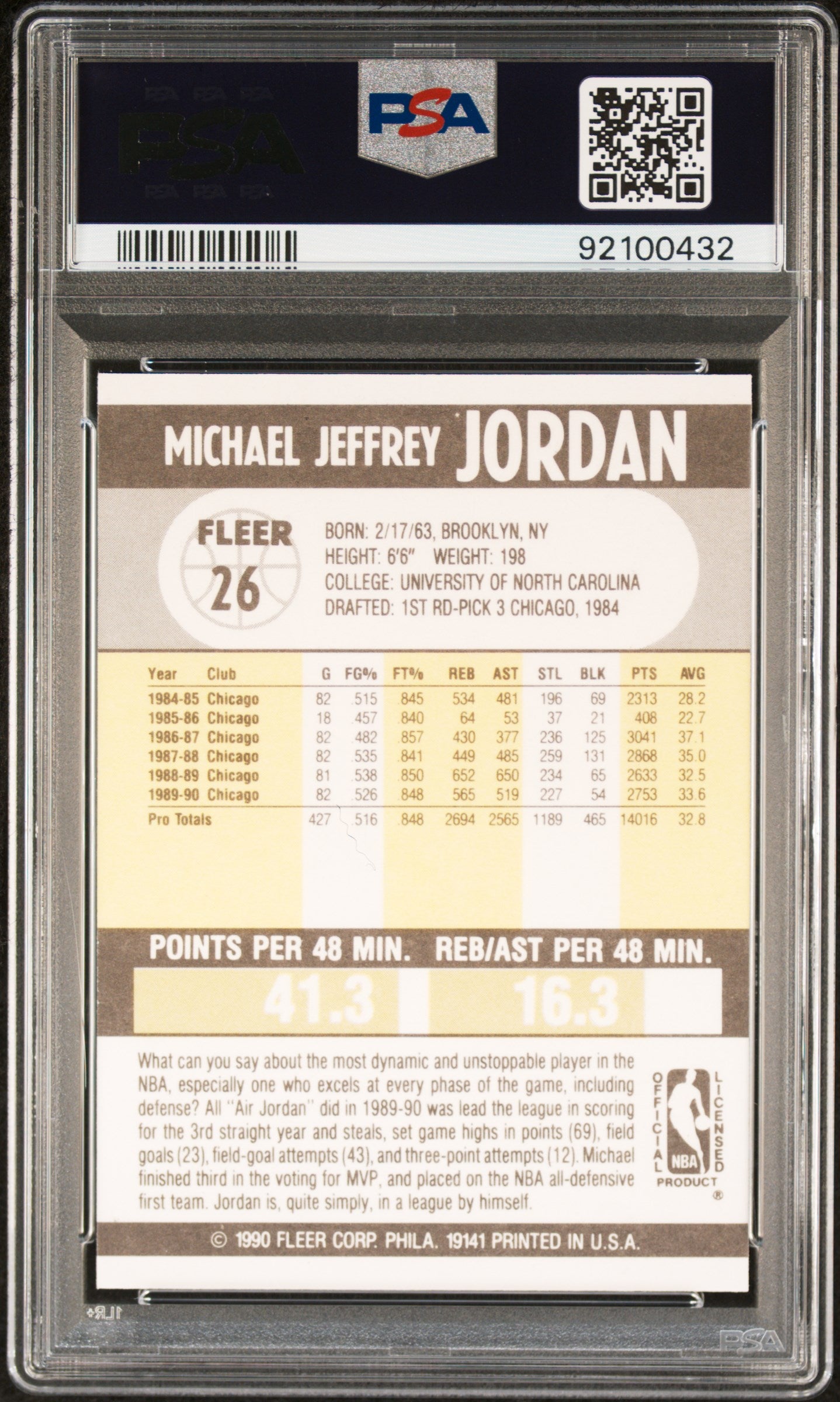 1990 Fleer #26 Michael Jordan PSA 10
