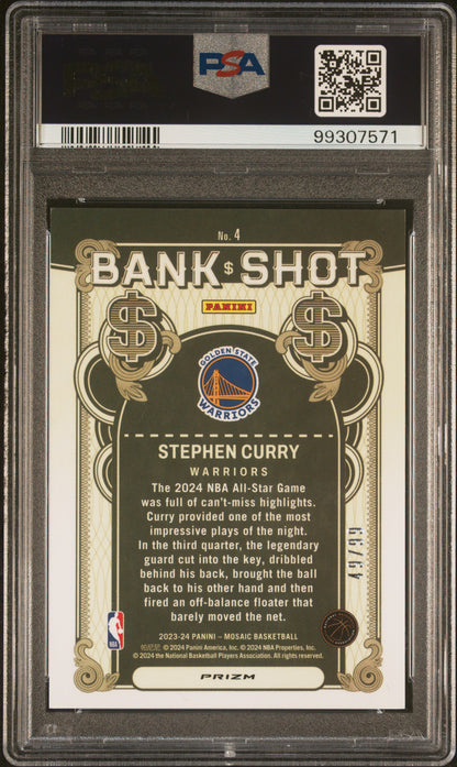 2023 Panini Mosaic Bank Shot Purple /99 Stephen Curry PSA 10 - Back