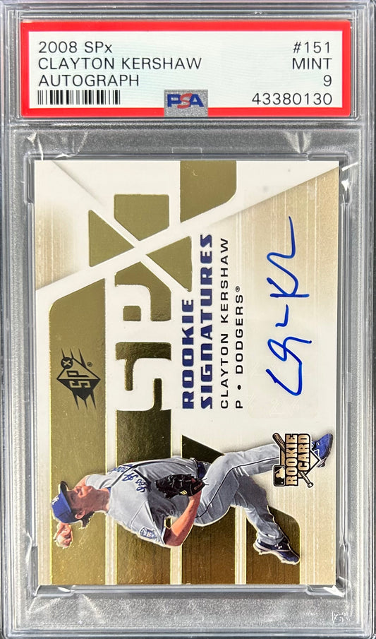 2008 Upper Deck SPx Rookie Signatures #151 Clayton Kershaw PSA 9