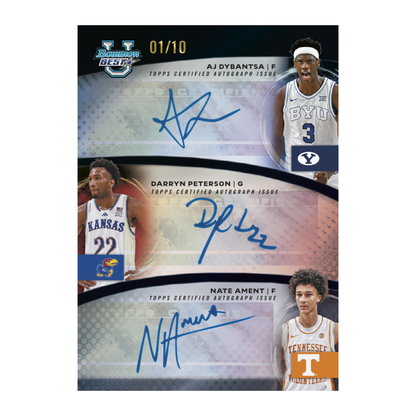 2025-26 Bowman University Best Basketball Triple Autographs AJ Dybantsa, Darryn Peterson, and Nat Ament