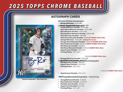 2025 Topps Chrome Baseball Hobby Box card information