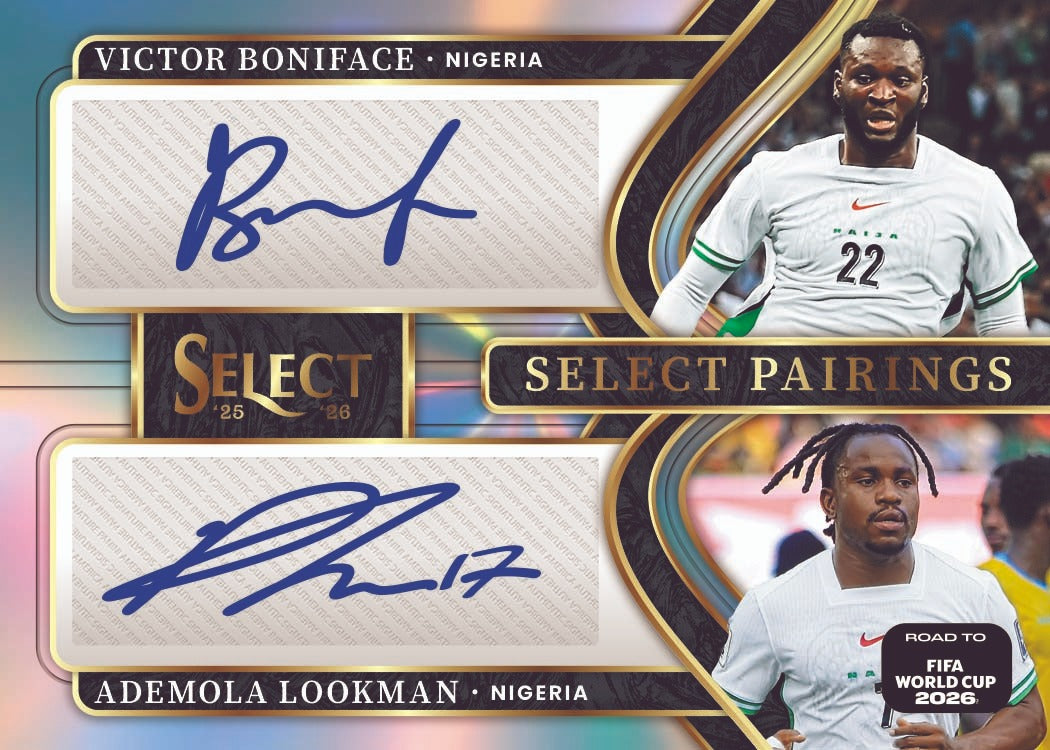 2026 Panini Select Road to World Cup Victor Boniface & Ademola Lookman Select Pairings Autograph Card