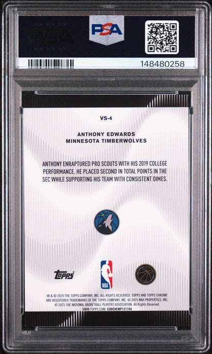 2025 Topps Chrome Voices Gold Refractor /50 #VS-4 Anthony Edwards PSA 9