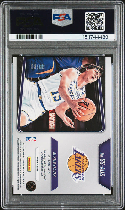 2024 Panini Prizm Black Sensational Signatures Red Prizm /99 #SS-AUS Austin Reaves PSA 9
