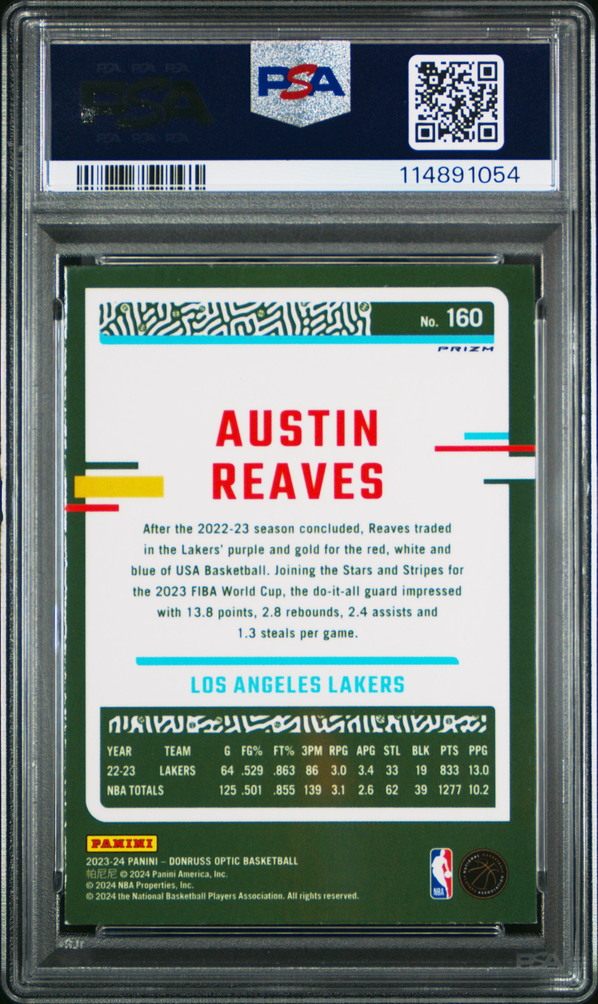 2023 Panini Donruss Optic Jazz Austin Reaves #160 PSA 9