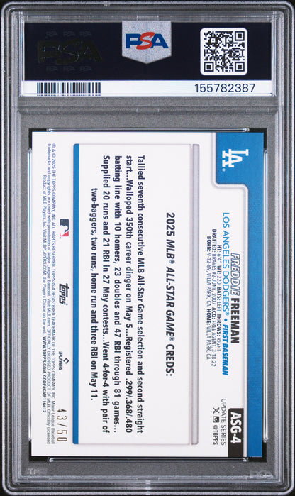 2025 Topps Update 2025 All-Star Game Gold Foil /50 #4 Freddie Freeman PSA 8