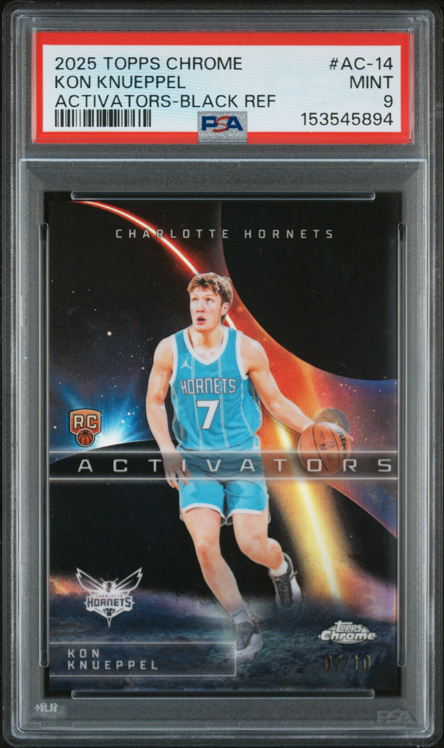 2025 Topps Chrome Activators Black Refractor /10 #AC-14 Kon Knueppel PSA 9