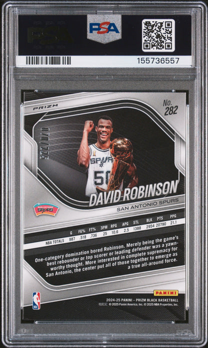 2024 Panini Prizm Black Basketball Prizm /225 #282 David Robinson PSA 10