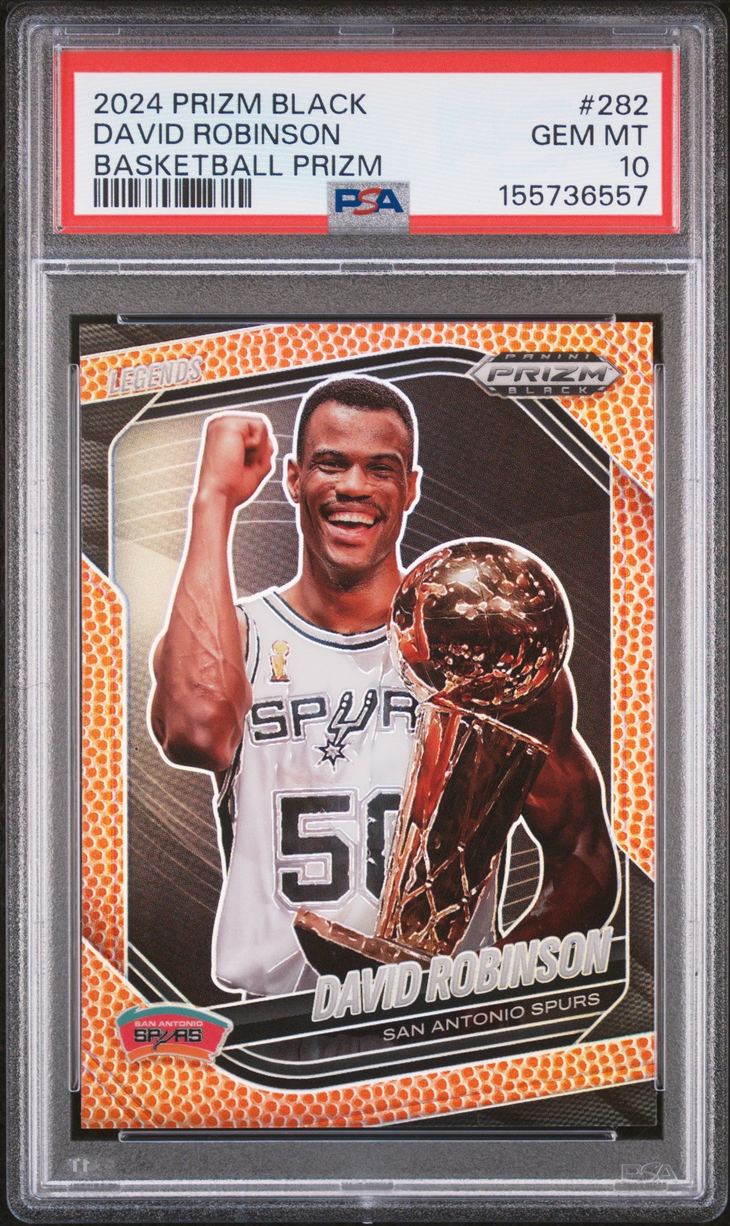 2024 Panini Prizm Black Basketball Prizm /225 #282 David Robinson PSA 10