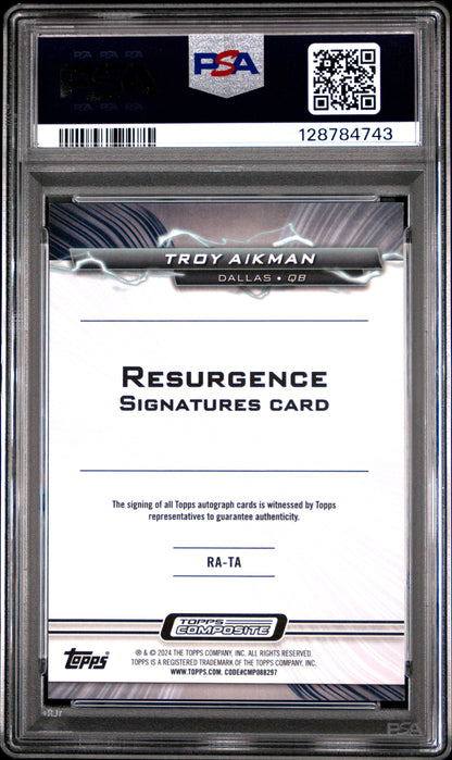 2023 Topps Composite Resurgence Signatures White Surge /25 #RA-TA Troy Aikman PSA 10