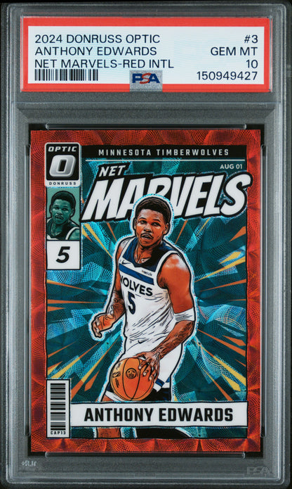 2024 Panini Donruss Optic Net Marvels Red International #3 Anthony Edwards PSA 10