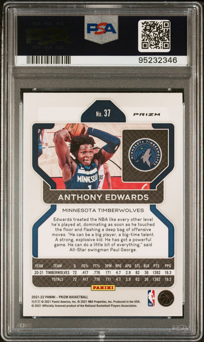 2021 Panini Prizm Factory Set Exclusive Silver Wave #37 Anthony Edwards PSA 10