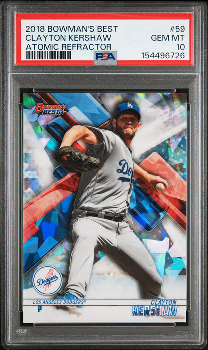 2018 Bowman's Best Atomic Refractor #59 Clayton Kershaw PSA 10