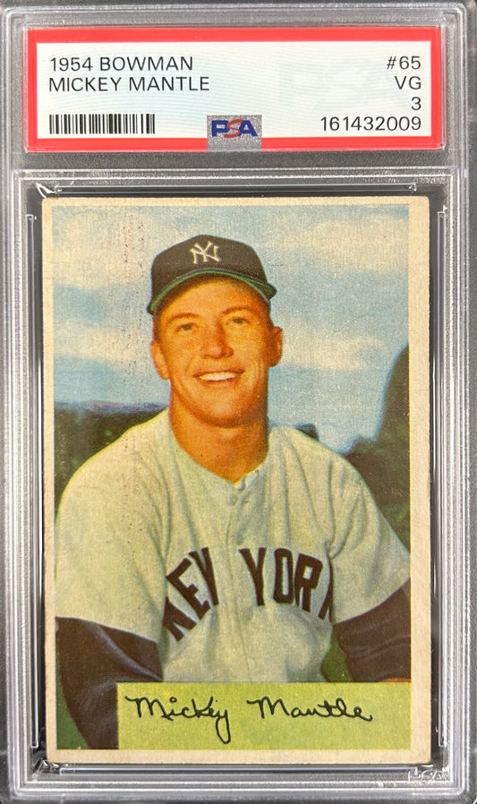 1954 Bowman #65 Mickey Mantle PSA 3