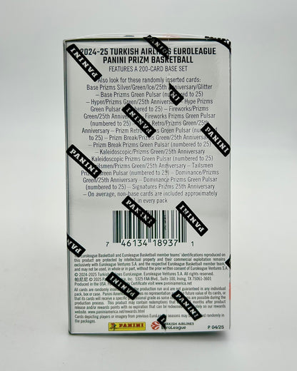 2024-25 Panini Prizm Turkish Airlines Euroleague Basketball Blaster Box