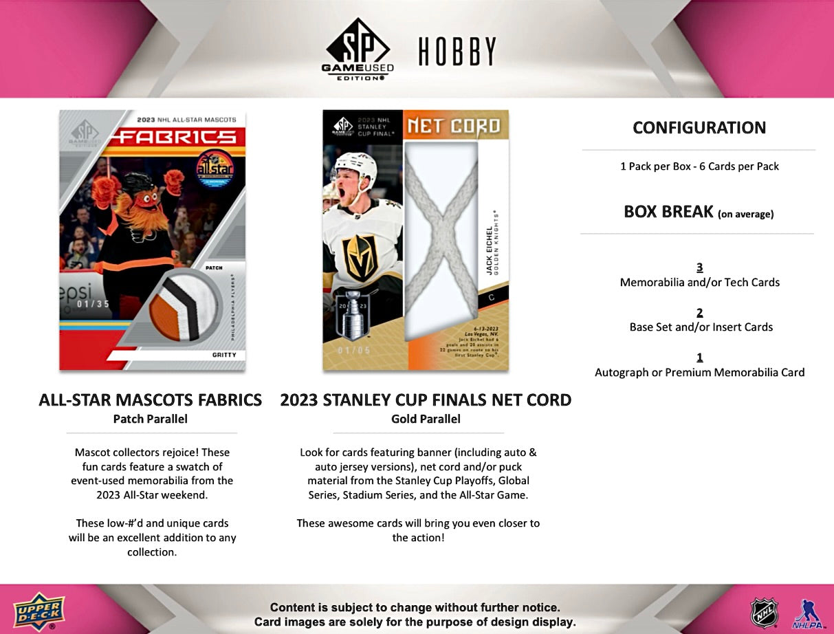 2023-24 Upper Deck SP Game Used Hockey Hobby Box