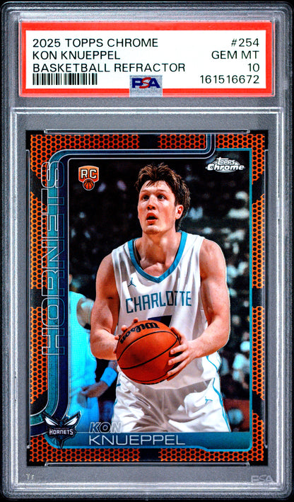 2025 Topps Chrome Basketball Refractor #254 Kon Knueppel PSA 10