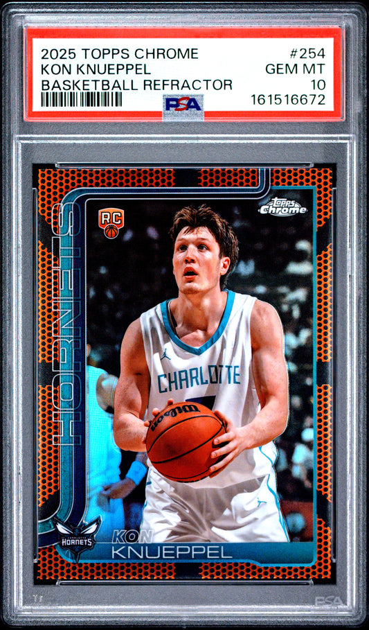 2025 Topps Chrome Basketball Refractor #254 Kon Knueppel PSA 10