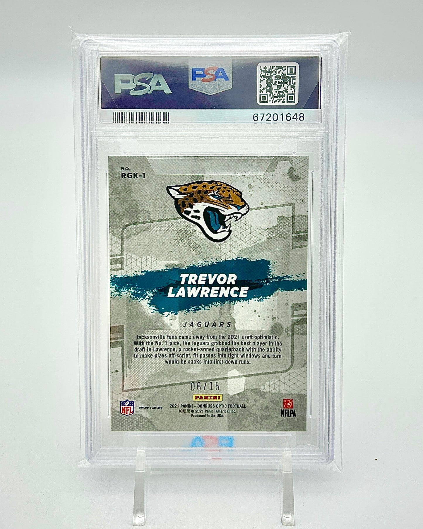 2021 Donruss Optic Rookie Gridiron Kings Ice: #RGK1 Trevor Lawrence (PSA 10)