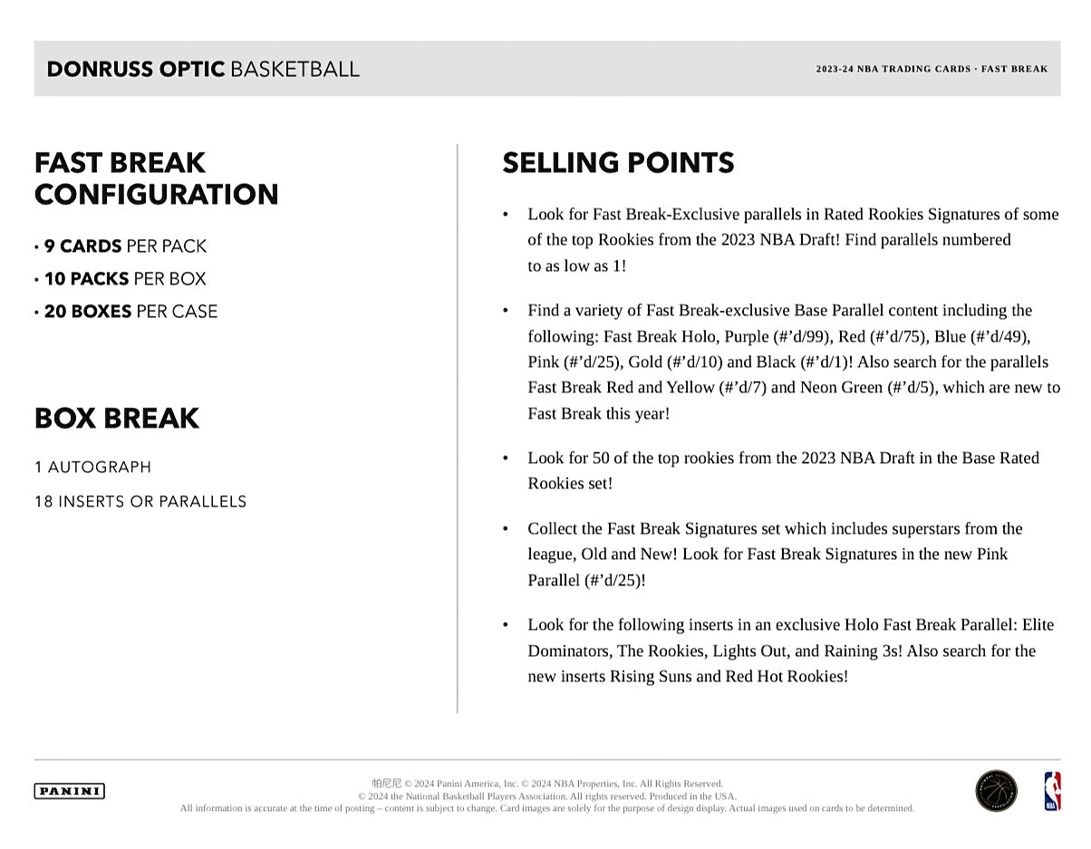 2023-24 Panini Donruss Optic Basketball Fast Break Box