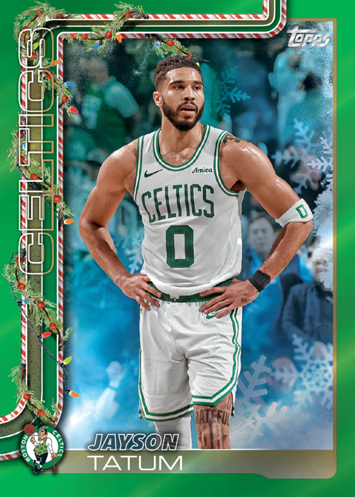 2025-26 Topps Holiday Basketball Green Foil Jayson Tatum